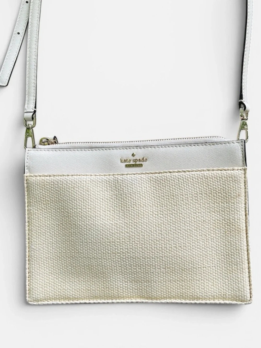 Kate Spade Cameron Street Straw Clarise Crossbody Bag Textured Straw & Leather